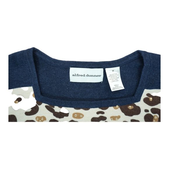 ALFRED DUNNER Womens Size Medium 3/4 Sleeve Animal Print Studded Sweater Top - Picture 4 of 4
